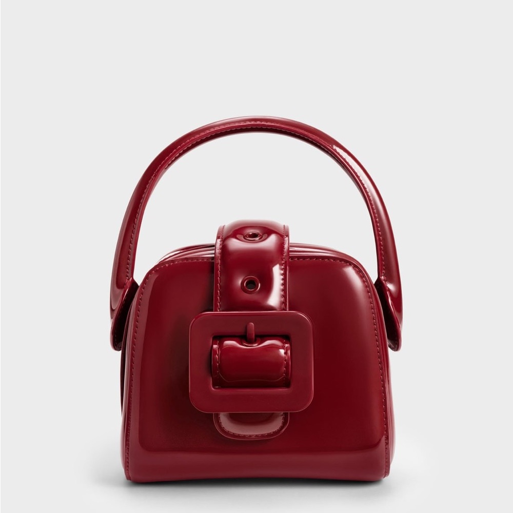 Charles & Keith Lula Patent Belted Bag - Red
